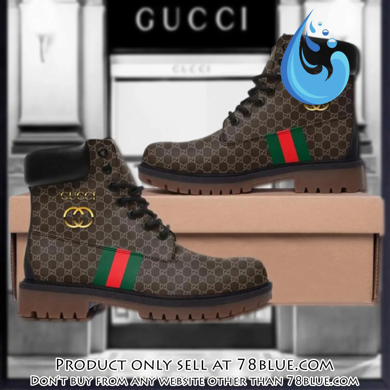 Gucci golden logo brown luxury brand boots premium gifts for men women 78b5747265